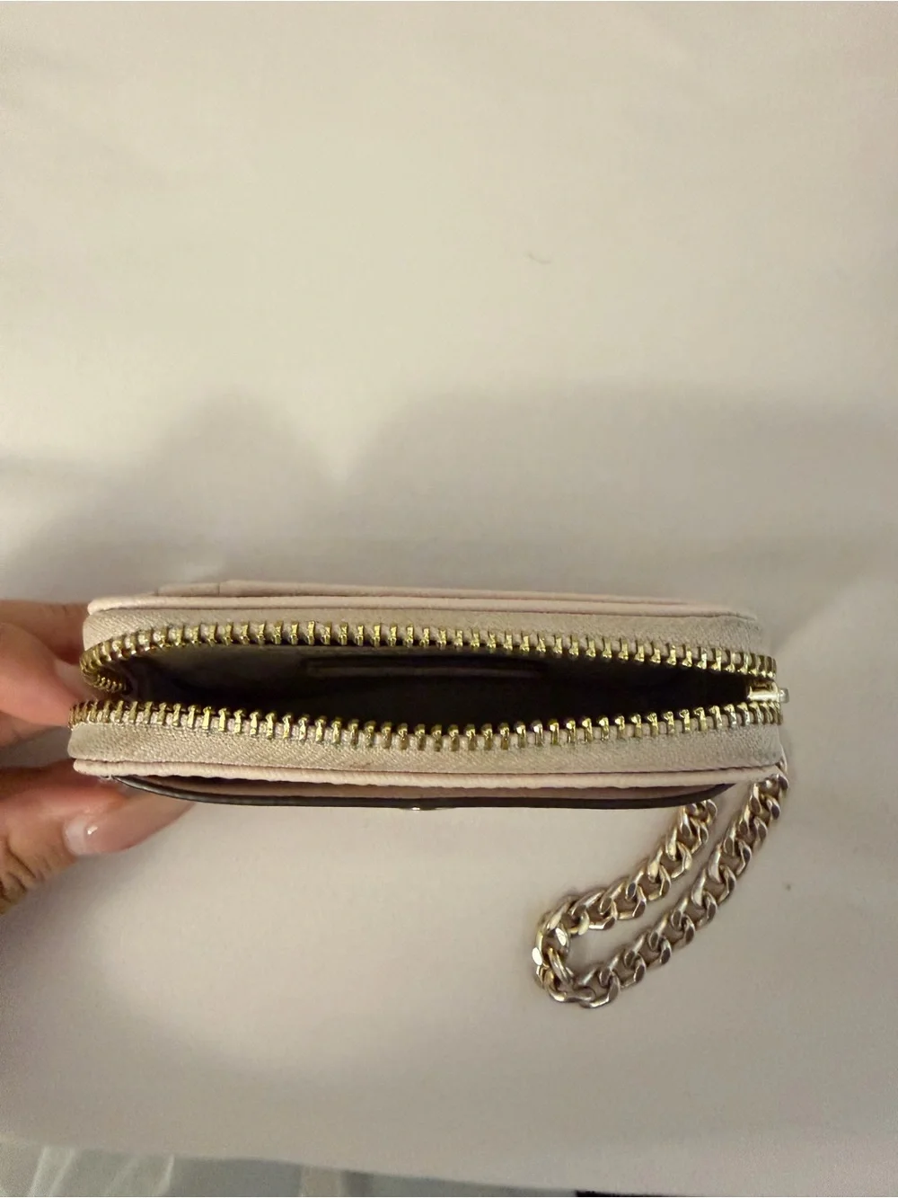 Michael Kors Light Blush Cardholder Wristlet with Gold Chain